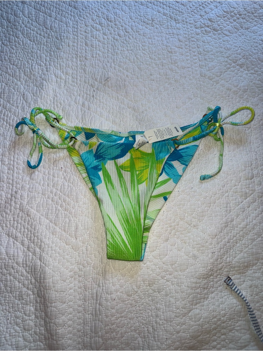 aerie Tropical Tie-Side Bikini Bottom in Green & Blue